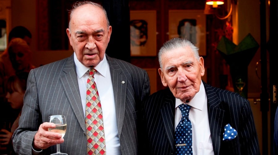 Eddie Richardson (left) and Frank Fraser attend the launch party of British Gangster: Faces of the Underworld.