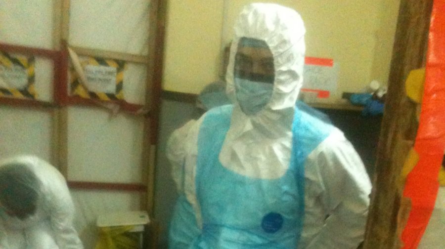 Junior doctor, Claire Ferraro is running the marathon in her Ebola-fighting isolation suit