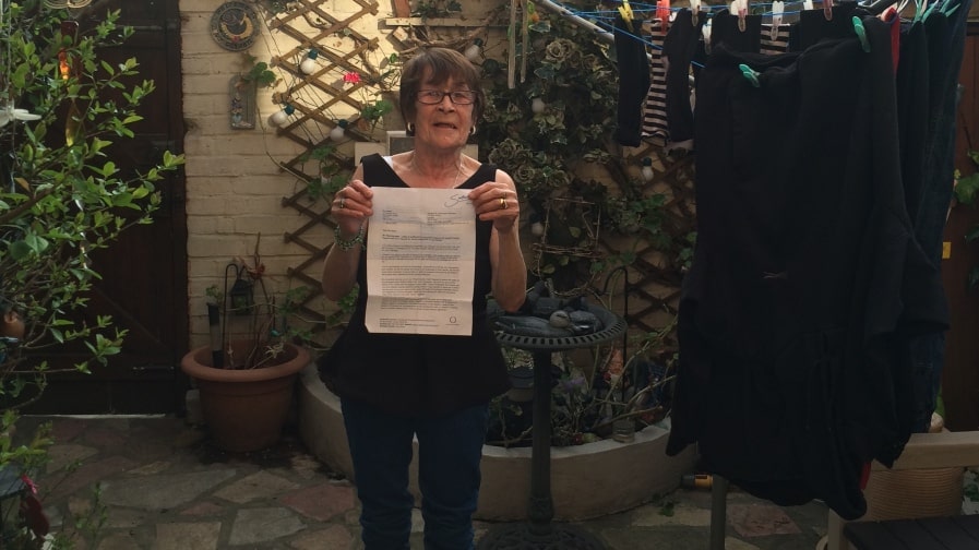 Rose Neale, 71, and her warning letter from Southwark Council.