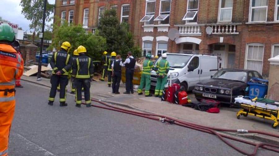 Firefighters at the scene of the incident in Southampton way. Pic courtesy of London Fire Brigade