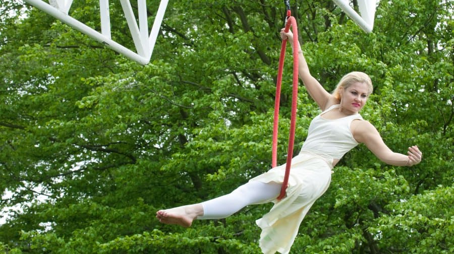 Karina Jones, a blind acrobat, in action.