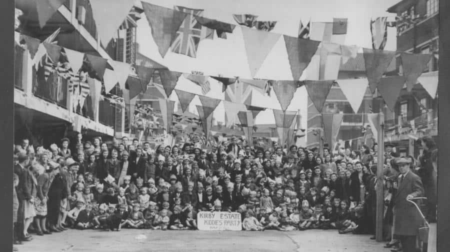 Residents of the Kirby Estate celebrate VE day