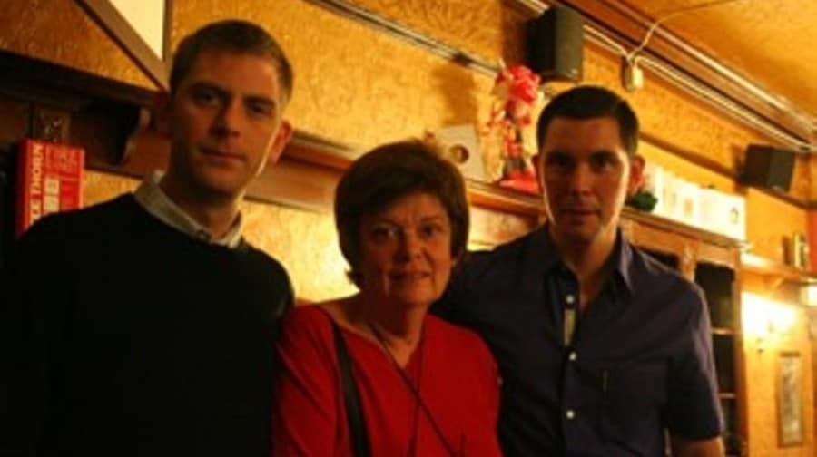 Jean Foster with her two sons, and Chris's brothers -Mark and Tony