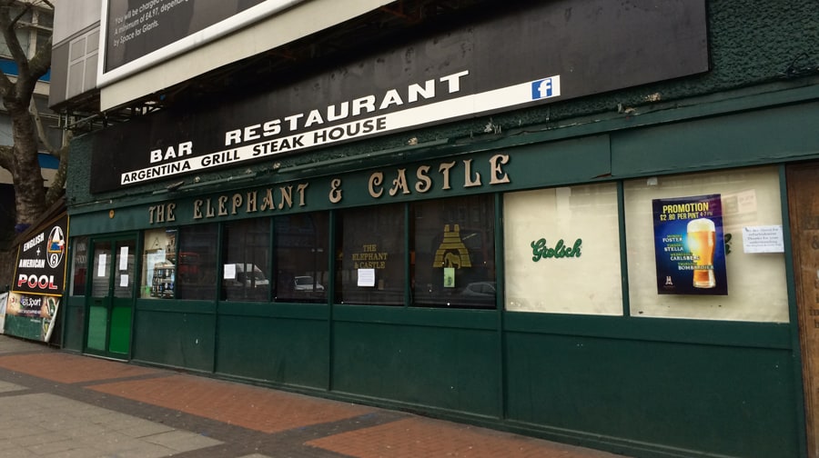 The now closed Elephant and Castle pub