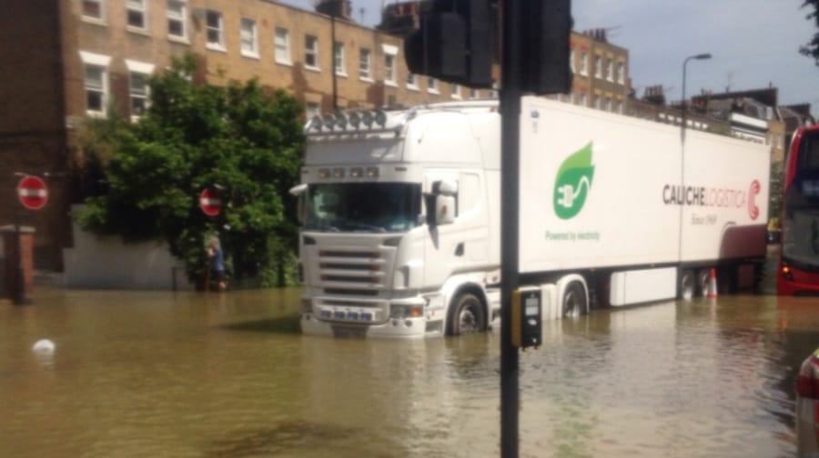A swamped truck.
