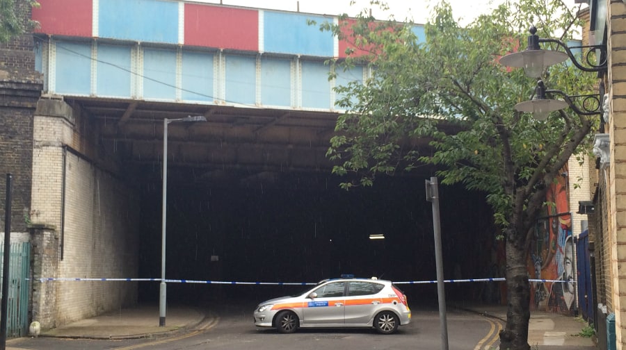 A police cordon was erected around the scene of the shooting in Rail Sidings Road