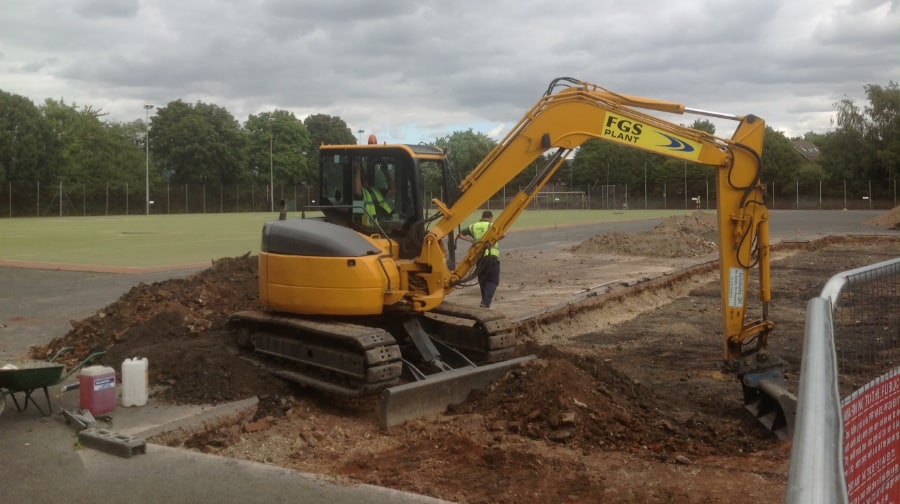 A digger starts work at the new ground