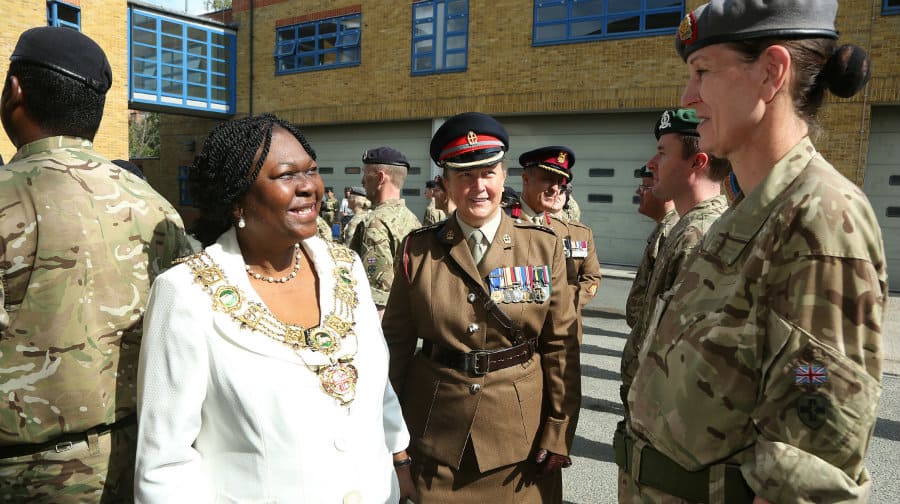 Southwark Mayor Dora Dixon-Fyle at the army reserve centre