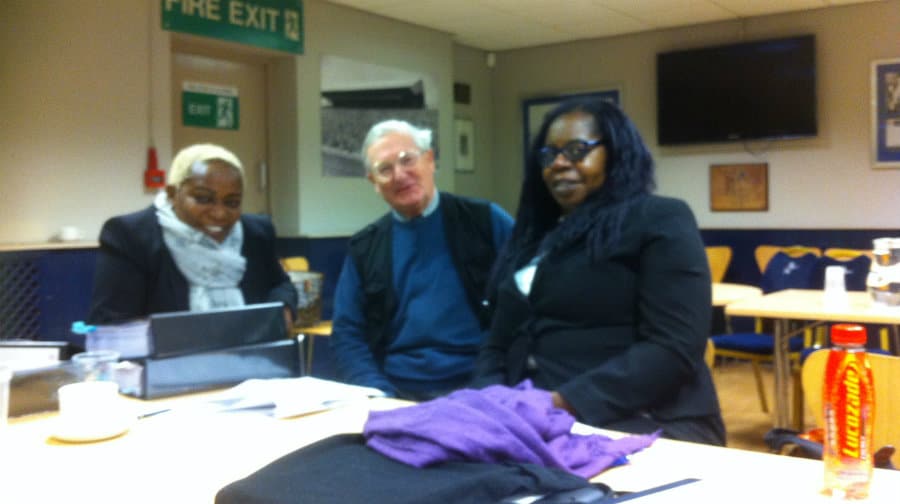 Toby Eckersley with two Aylesbury leaseholders at a the tribunal