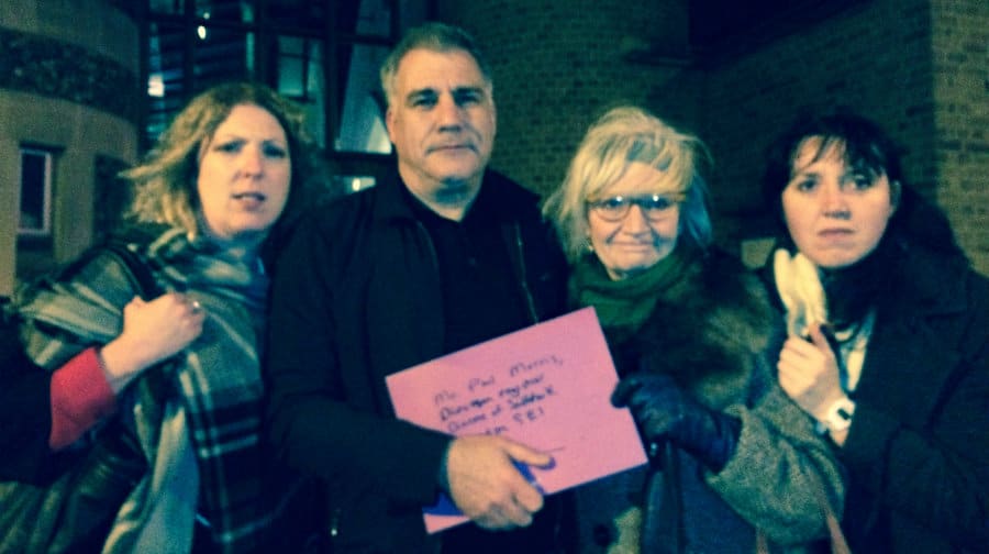 Members of Save Southwark Woods deliver their objections to the  Southwark Diocese. Lewis Schaffer (centre left).