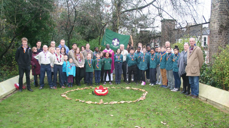 Frank#s family members were joined by the 16th Bermondsey Scout Group at the memorial service at Nunhead Cemetery