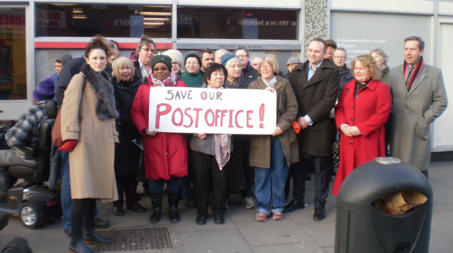 Protesters outside Walworth Road Post Office in February 2016