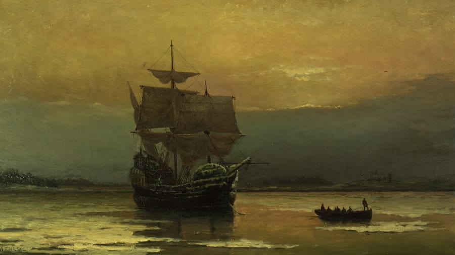 The Mayflower on its voyage to the New World (Image: stock)