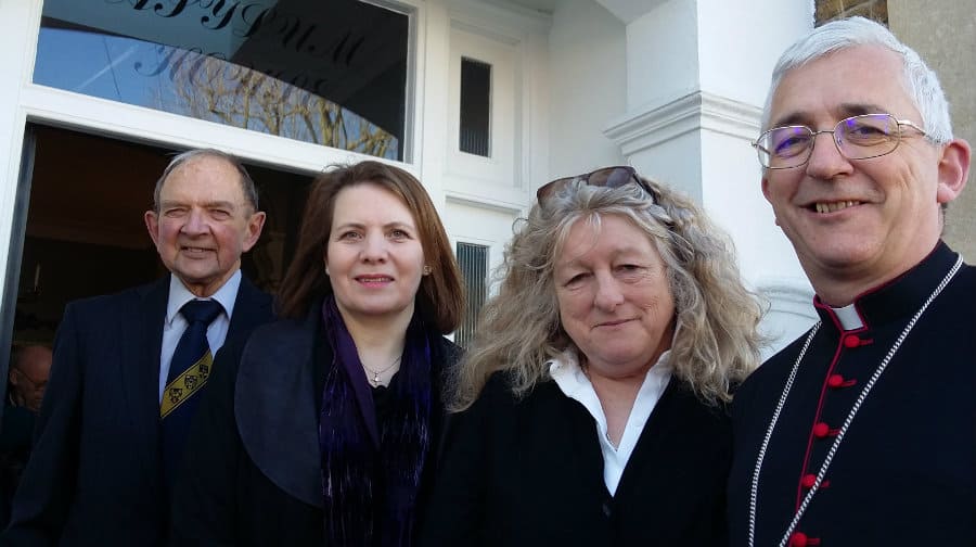 Left to right: Peter Frost, Jenny Sheppard, Jenny Beavan and Bishop Michael Ipgrave
