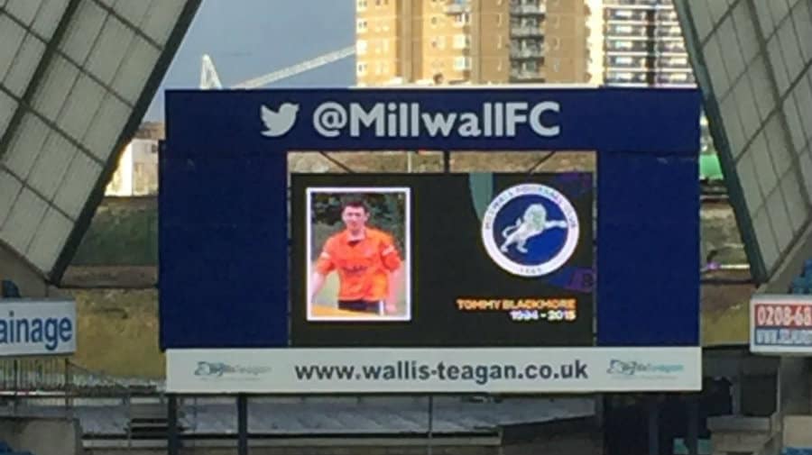 Tommy being honoured on the big screen at The Den