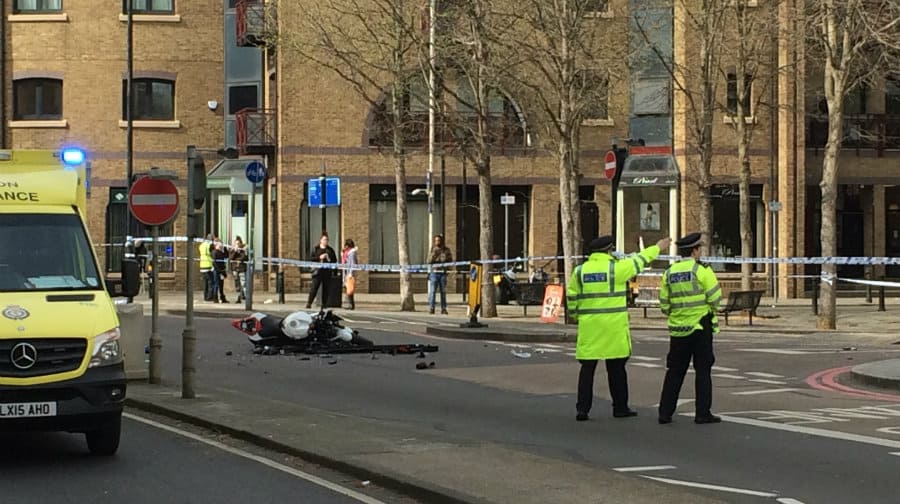 The scene in Jamaica Road following the accident