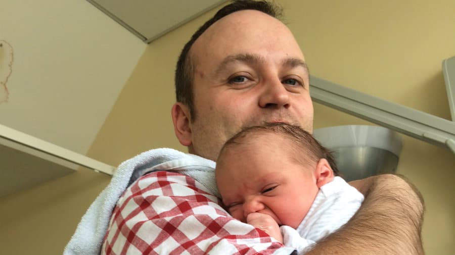 Neil Coyle with Esme shortly after she was born in April