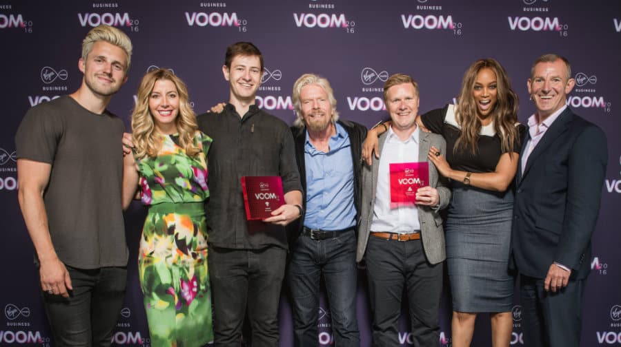 Pictured are Toby McCartney, Co-founder of MacRebur and Arthur Kay, founder of bio-bean, winners of Virgin Media Business ‘VOOM 2016’ entrepreneur competition, winning a slice of the one million prize fund