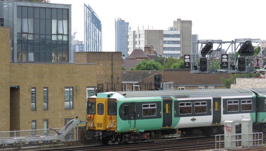 Southern Railway train passes through Bermondsey