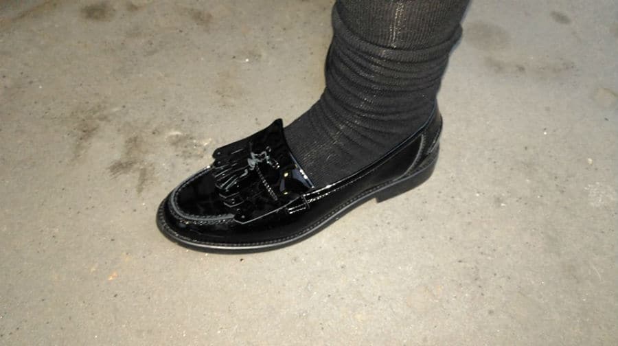 Patent leather is not allowed at the school