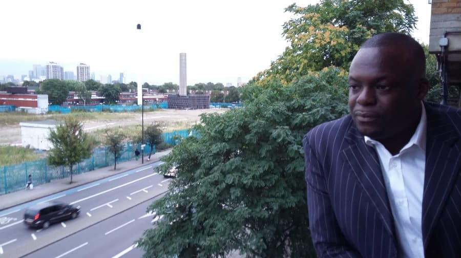 Michael Bukola surveys the empty WooDene site in Peckham
