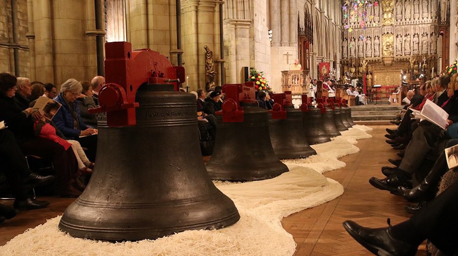 Credit: Southwark Diocesan Communications. A set of bells at Southwark Cathedral were blessed by the borough's bishop, ready to be restored to their rightful places.
