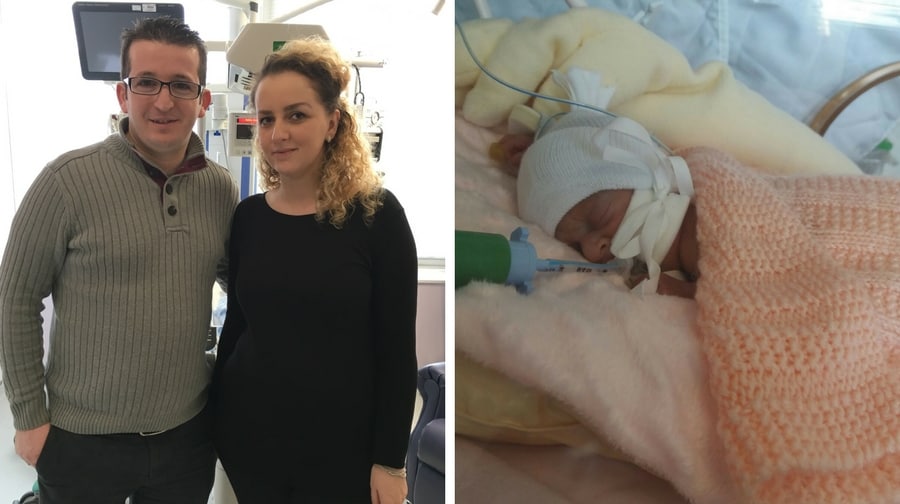 Florim Deliu and Gentiana Jaha have been visiting their extremely premature daughter Erina at Evelina London's neonatal unit