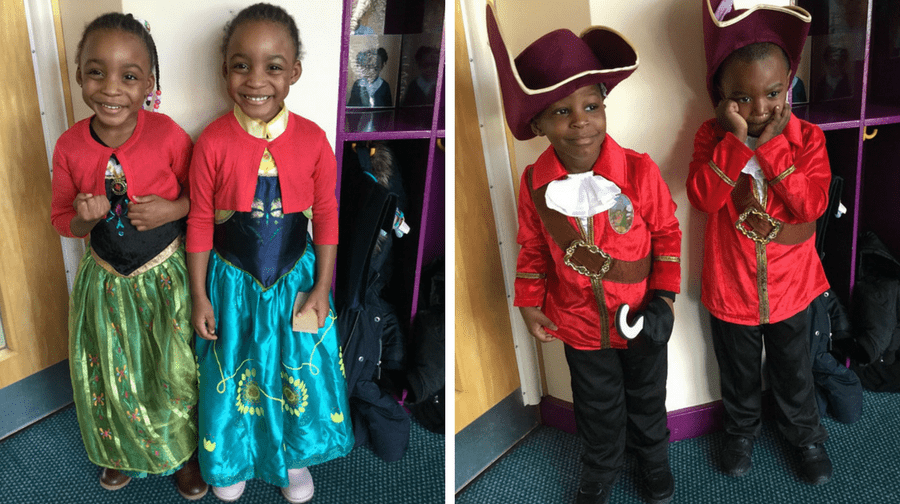 Children celebrate World Book Day at St Peter's Primary School in Walworth