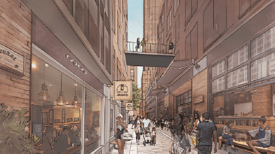 Artist impression of how Canada Water town centre could look
