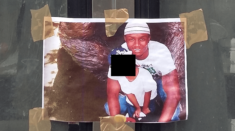 A photo of Bilal Kargbo, left at the shrine in Blenheim Grove.