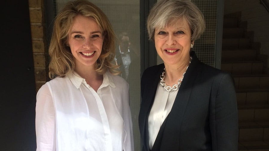 Siobhan Baillie with Prime Minister Theresa May at mental health charity YoungMinds in Southwark