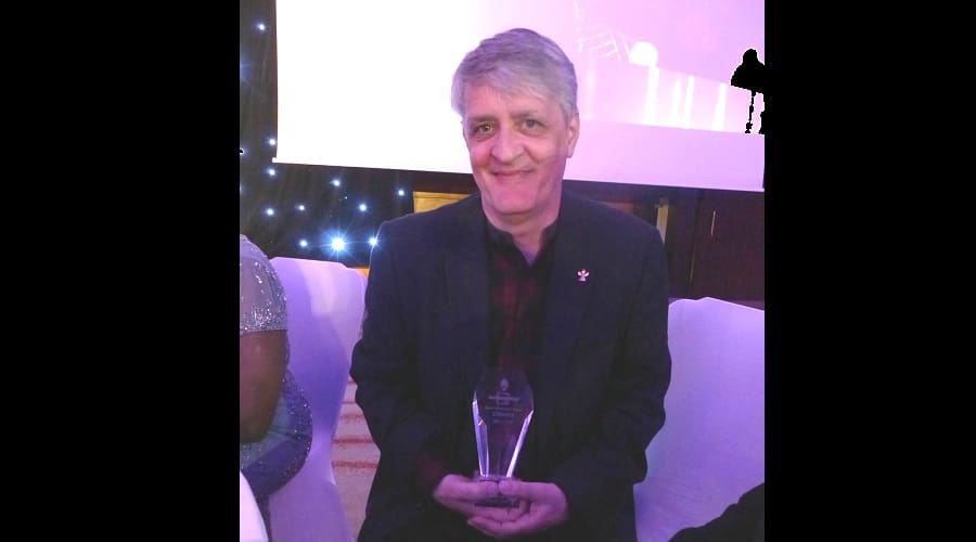 Stephen Bourne with his Screen Nation award