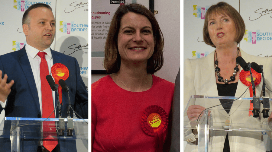 Southwark's three Labour MPs re-elected: (L-R) Neil Coyle, Helen Hayes, and Harriet Harman