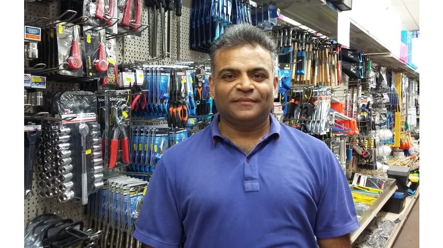 Amul Patel, manager of Pricebusters DIY shop in Elephant and Castle Shopping Centre