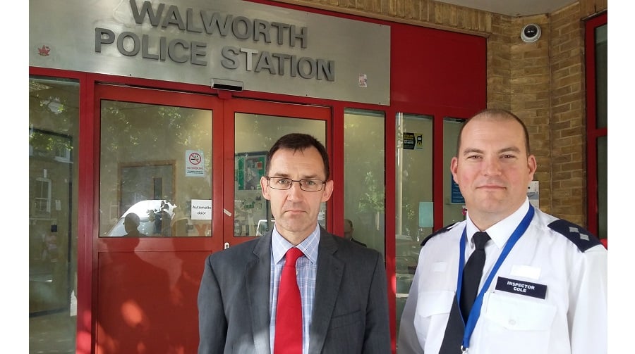 DCI David Rutter and Inspector Jim Cole stood at Walworth Police Station