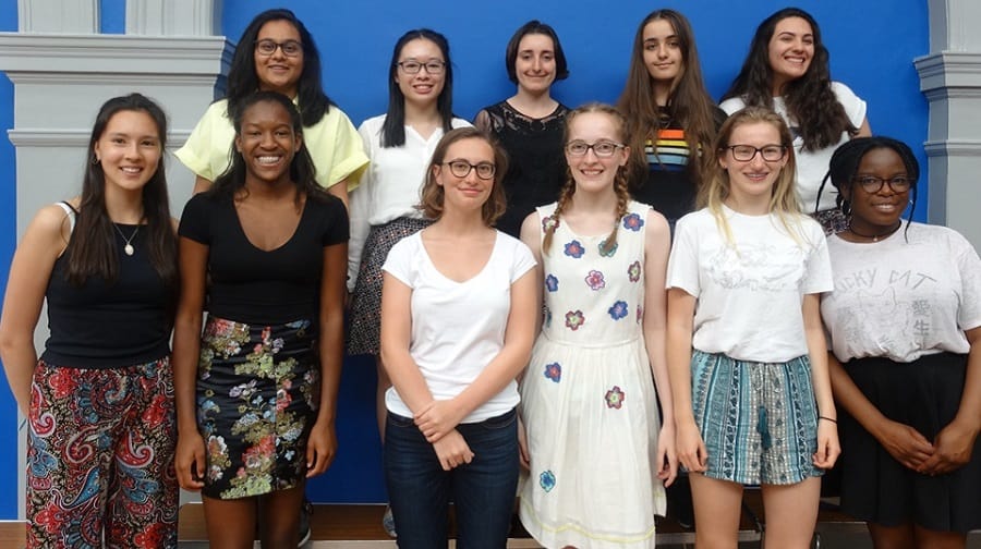 James Allen's Girls' School linguists: (top row L-R): Fatima (French A*, German A*), Felicity (Chinese A*, Spanish A*), Eleni (French A*, Japanese A*, Russian A*), Rosa (French A*, Spanish A*), Thea (French A*, Spanish A*). (Bottom row L-R) Kailin (Chinese A*, Spanish A*), Maureen (French A*, Spanish A*), Isobel (French A*, Italian A*), Alex (French A*, Spanish A*), Pandora (French A*, Spanish A*), Jessica (French A*, Spanish A*)