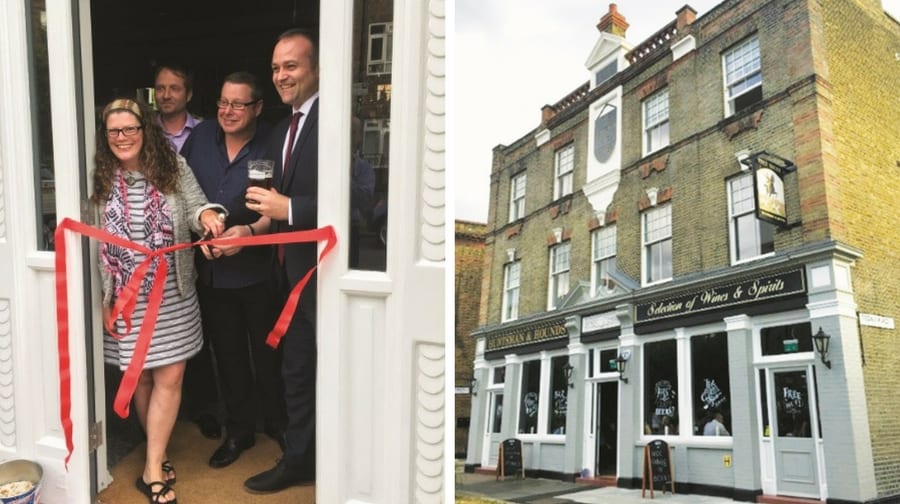 Diana Cochrane, MP Neil Coyle and Cllr Darren Merrill reopen the Huntsman and Hounds last August