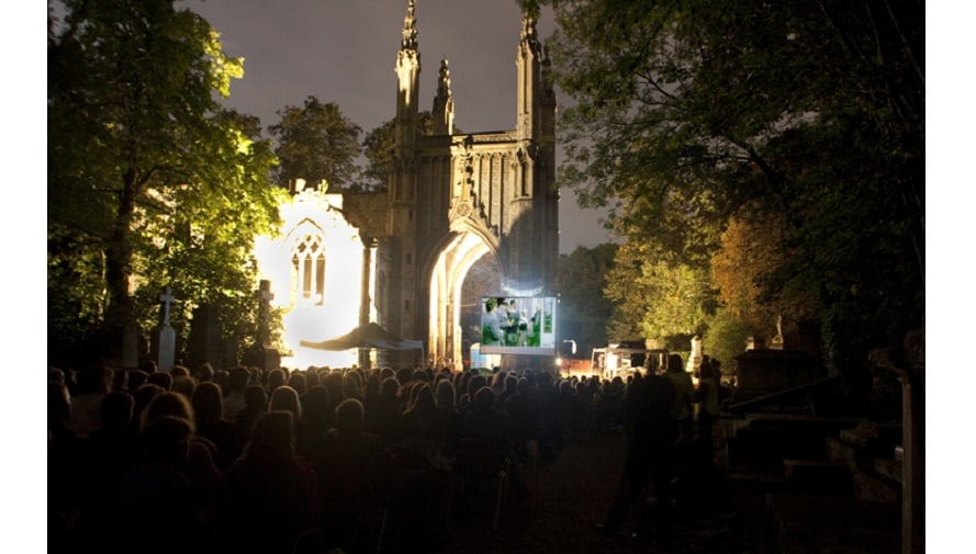 A screening at the Nunhead Chapel at the Peckham and Nunhead Free Film Festival in 2016