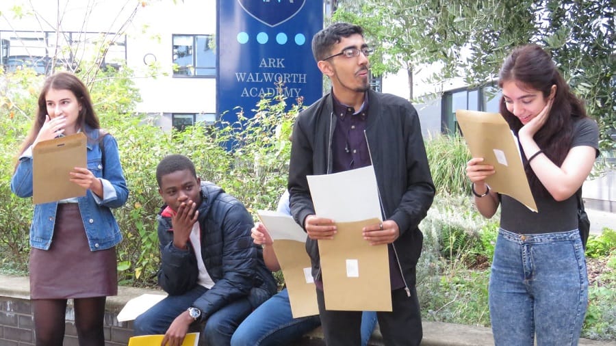 Students celebrate their GCSE results at Walworth Academy