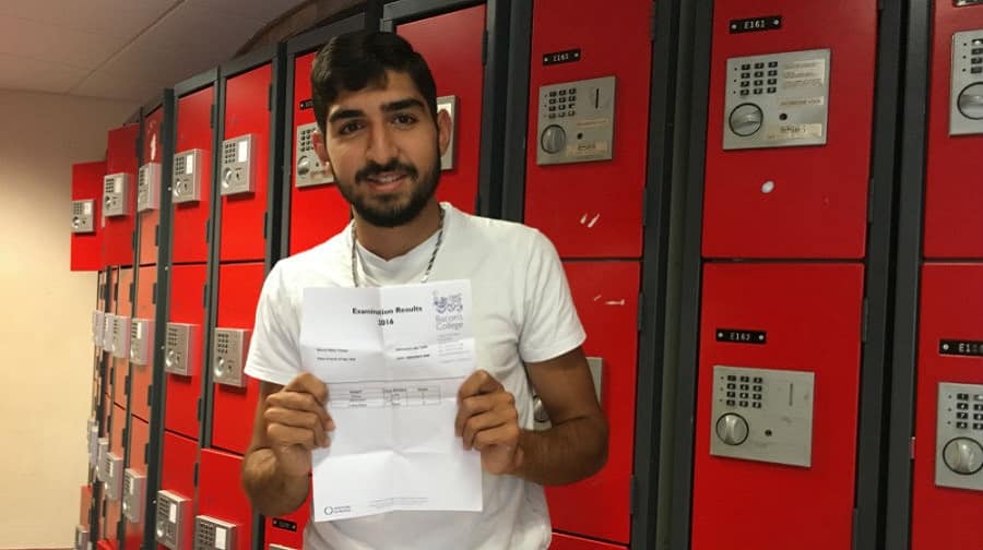 Bacon's College student Mahir Yuksel with his 2016 A-level results