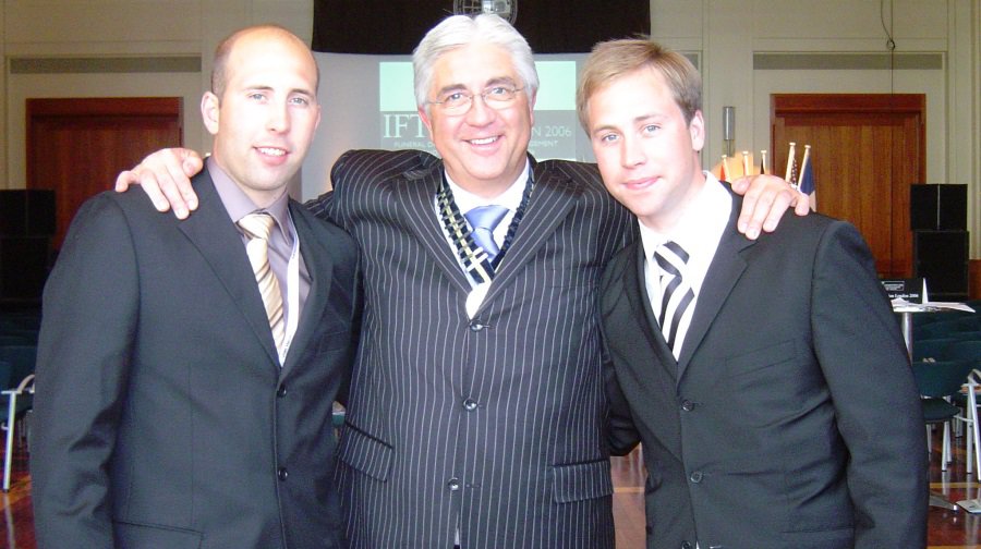 Simon Dyer (left) with his father Barry Albin-Dyer and brother Jon Dyer