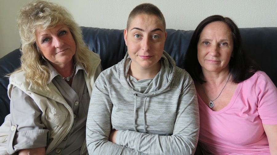 Brooke Gregory (middle) with aunt Gaynor Dowsett (left) and mum Carole Gregory