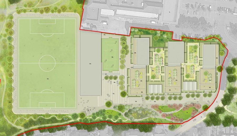 Illustrative Landscape Masterplan of Dulwich Hamlet proposals (sourced from Meadow Residential planning documents)