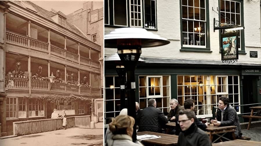 The George Inn, pictured then and now, will be temporarily 'renamed' after an Ed Sheeran song