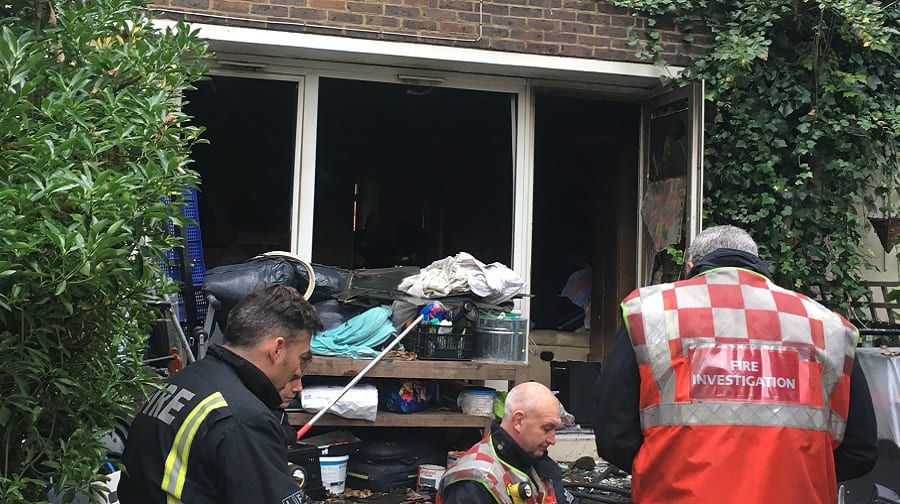 Firefighters rescued a man and a woman from a first-floor window during a flat blaze in Bermondsey