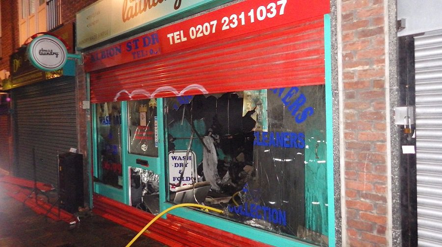 A fire at a Rotherhithe launderette is believed to have been caused by oil-contaminated textiles self-heating (Credit: LFB)
