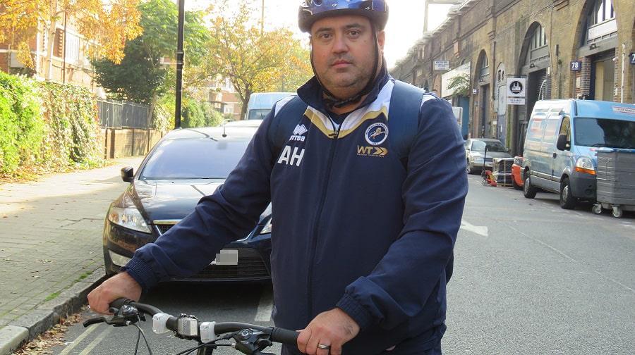 Met Halil says vehicles parked in a cycle lane in Druid Street are making his commute to work dangerous