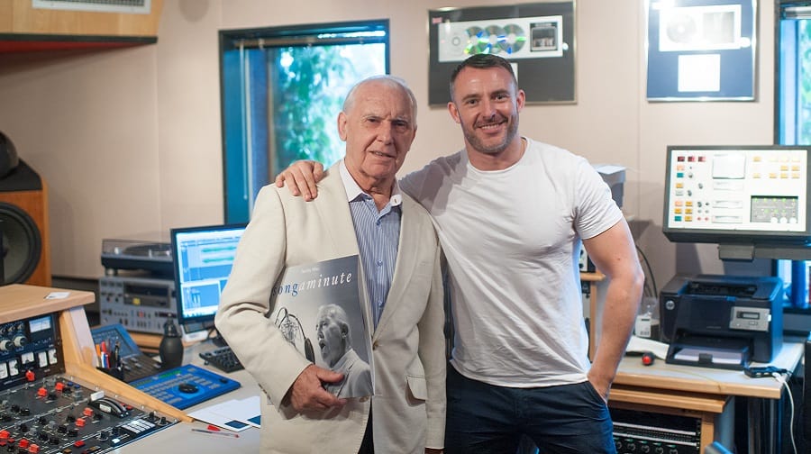 Teddy McDermott pictured with his son Simon in the studio