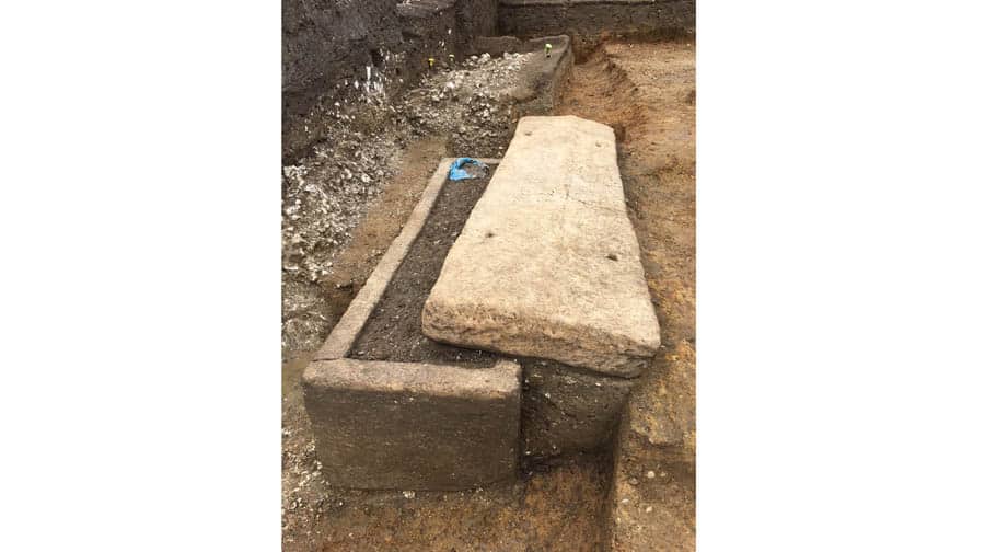 The stone sarcophagus from Harper Road © Southwark Council