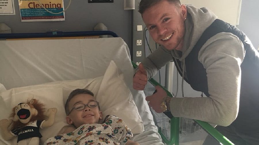 Harvey Brown with Millwall player Aiden O'Brien